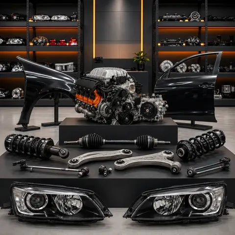 Used American car parts including headlights, suspension and engine components