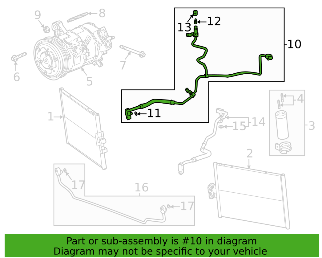 Genuine OEM Air Conditioning Condenser and Evaporator Hose for Chevrolet Corvette C8 2020–2026