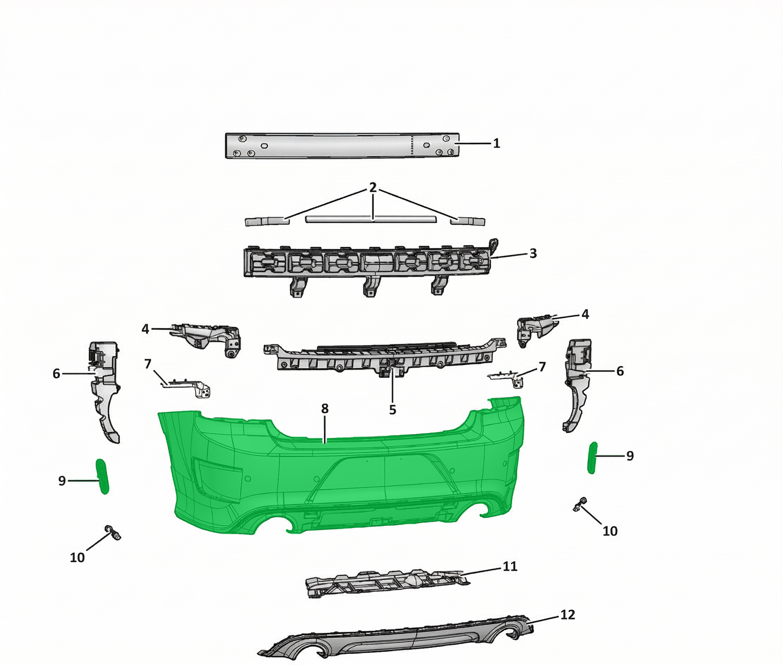 Aftermarket SRT-Style Rear Bumper Cover for Dodge Charger 2015–2024