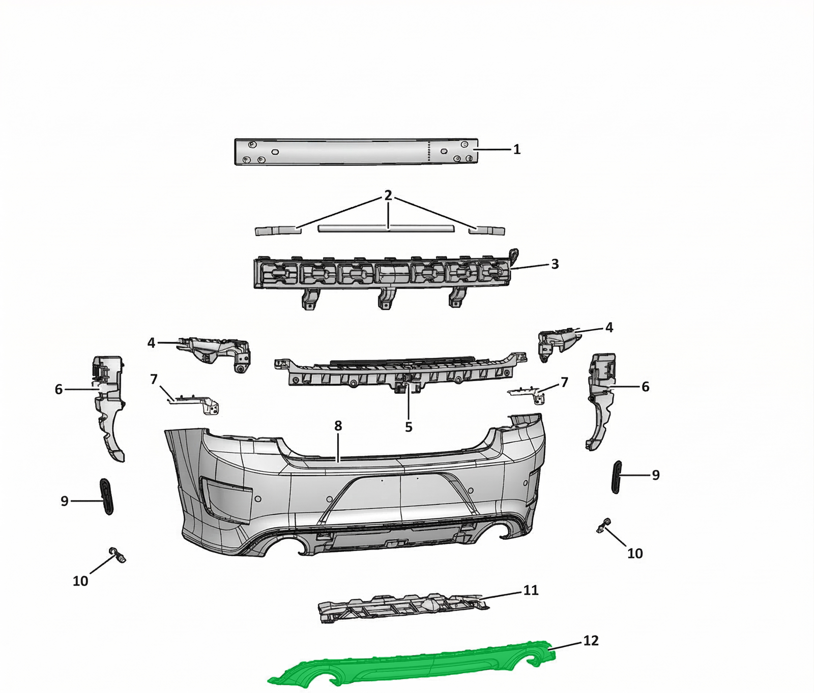 Aftermarket Rear Bumper Diffuser / Valance for Dodge Charger 2015–2024