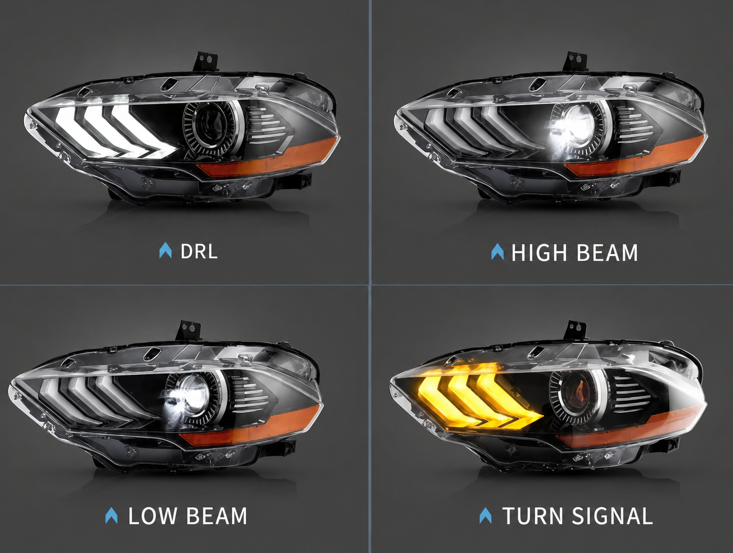 RGB Headlight Set Mustang 2018-2023 Aftermarket