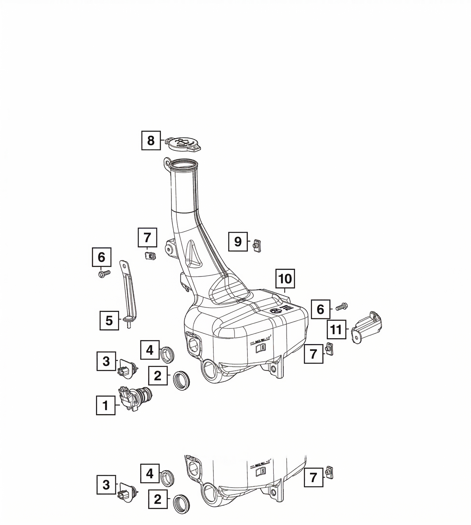Aftermarket Windshield Washer Reservoir for Dodge Charger / Challenger / Chrysler 300 2015–2024